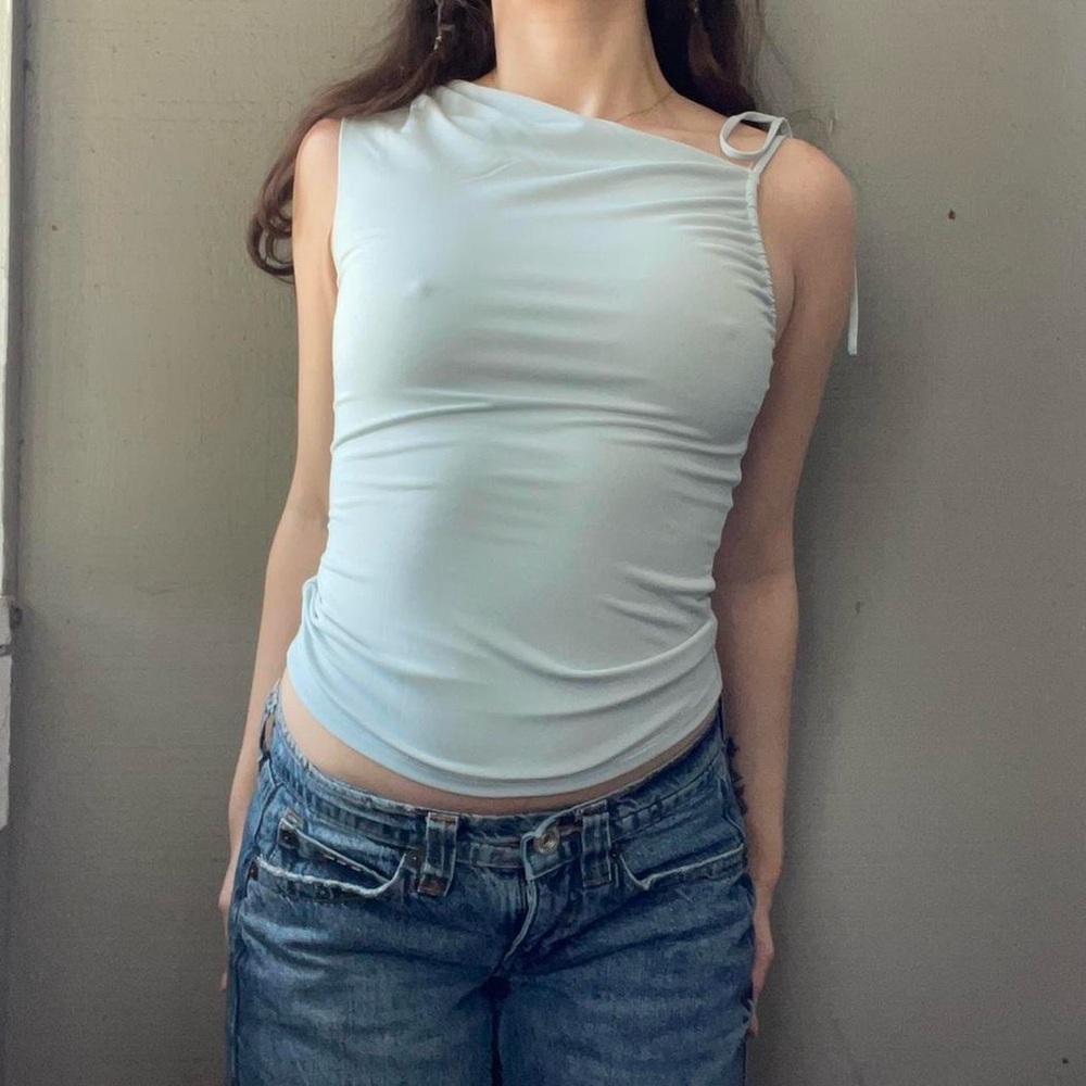 Slate Blue Asymmetrical Tank Top